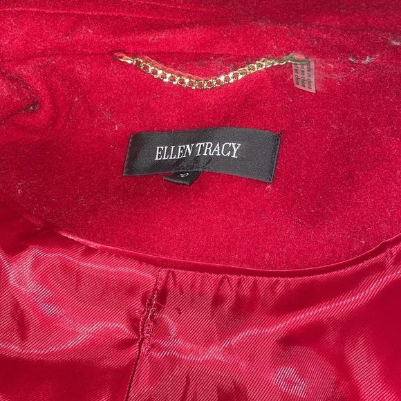 Women’s VINTAGE ELLEN TRACY 90’s with hood 100% wool lined coat sz 10 EUC Belt - Picture 8 of 15